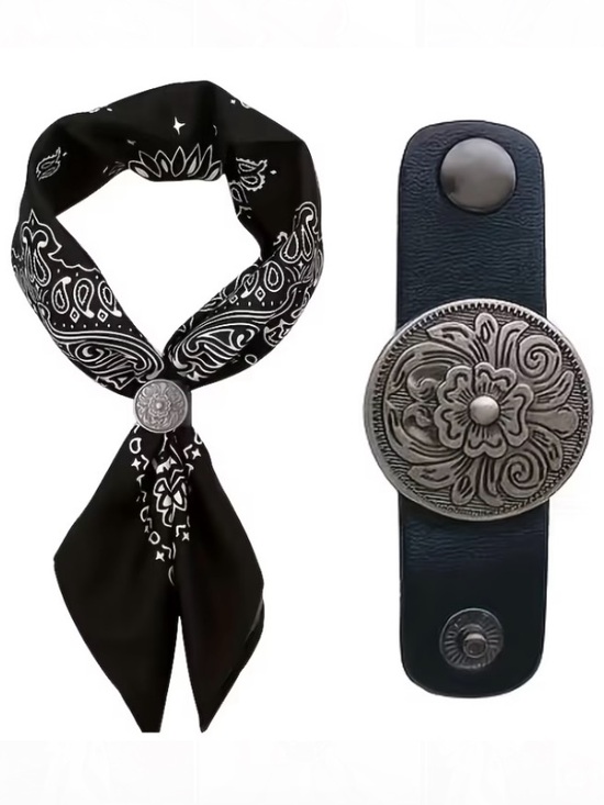 Boutique Jewelry - Black & Silver Concho Slide